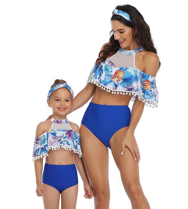 

discount mermaid one piece high waist flash mother daughter parent child print sexy flexible stylish leopard print bikini sets