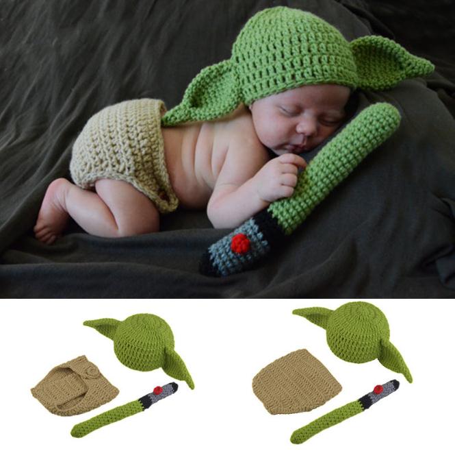 

3pcs Baby Photography Set Wool Knitted Hat Baby Hats Winter Newborn Baby Clothes Photography Accessories, Green