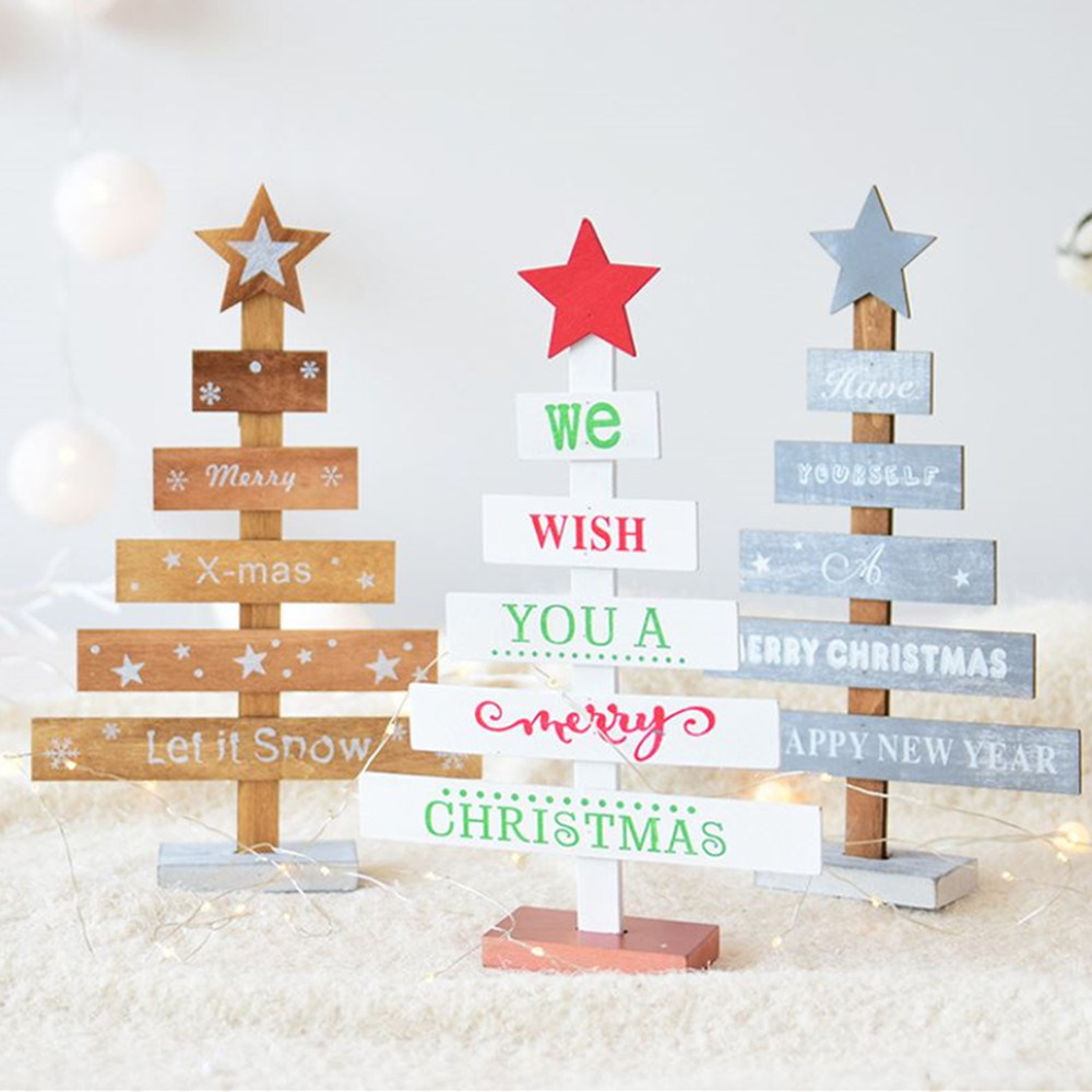

Snowflake Star 28cm Creative Wooden Mini Christmas Tree Decoration for Home Ornaments Drops Desktop Decoration Merry Christmas