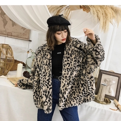 

New Style High-end Fashion Women Faux Fur Coat 18C21, Leopard print