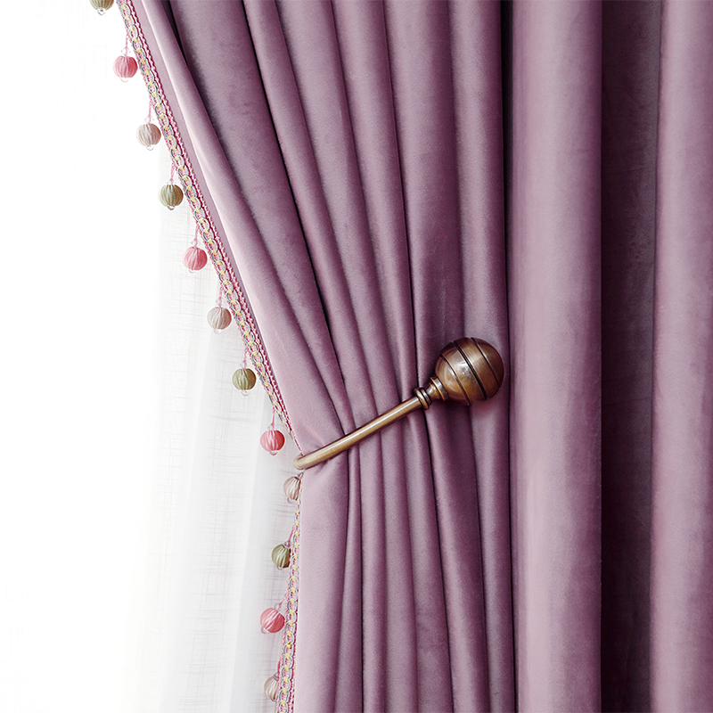 

Lavender Nordic Simple Chenille Thickened Shading Curtains for for Living Room Bedroom Solid Color Curtains, Beige