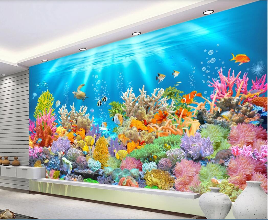 

3d wallpaper custom photo murals Coral reef colorful turtle fish superb hd dream underwater world decor wall art pictures, Non-woven fabric