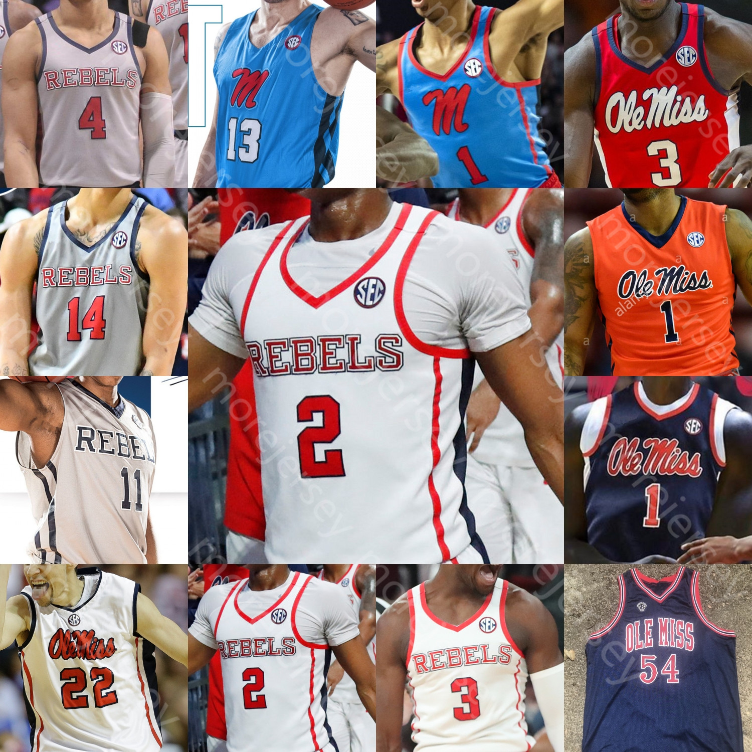 

Custom Ole Miss Rebels Basketball Jersey NCAA College Breein Tyree Devontae Shuler Blake Hinson KJ Buffen Khadim Sy Terence Davis, White