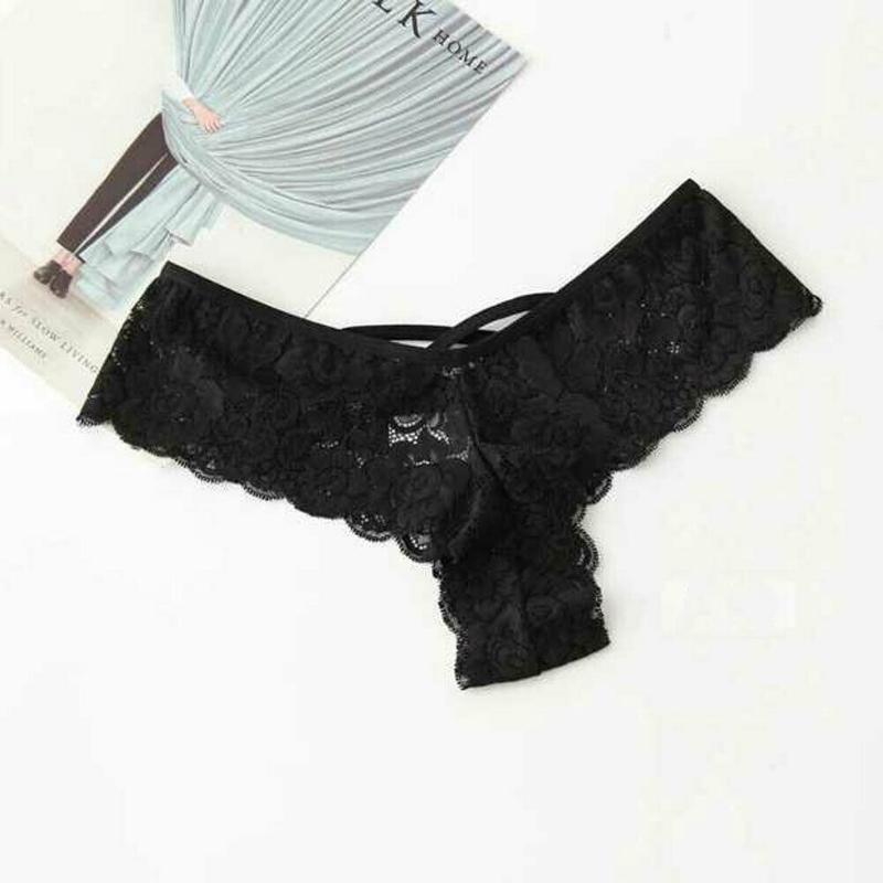 

Womens Sexy Lace Mesh Seamless Underwear Panties Brief Knickers Thongs G-string Black White Wine Red