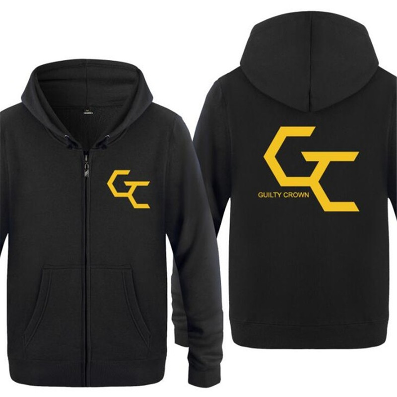 Hoodie Men Anime Guilty Crown Printed Mens Hoodies Fleece Long Sleeve Men's Zipper Jacket Sweatshirt Skate Tracksuit Overcoat
