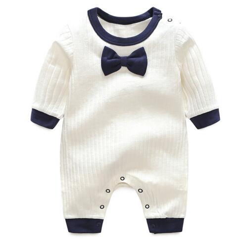 

baby kids Gentleman Spring Fall clothes Romper Long Sleeve Turn Down Collar Romper Clothes 100% cotton girl rompers 0-2T, As picture