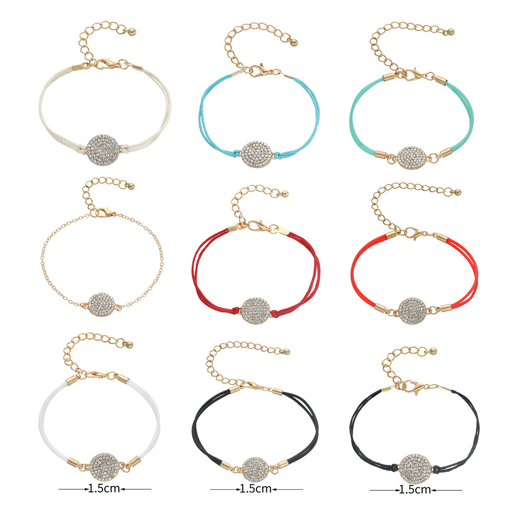 

Concise Temperament Alloy Diamond Bracelet Pu Organization Bracelet