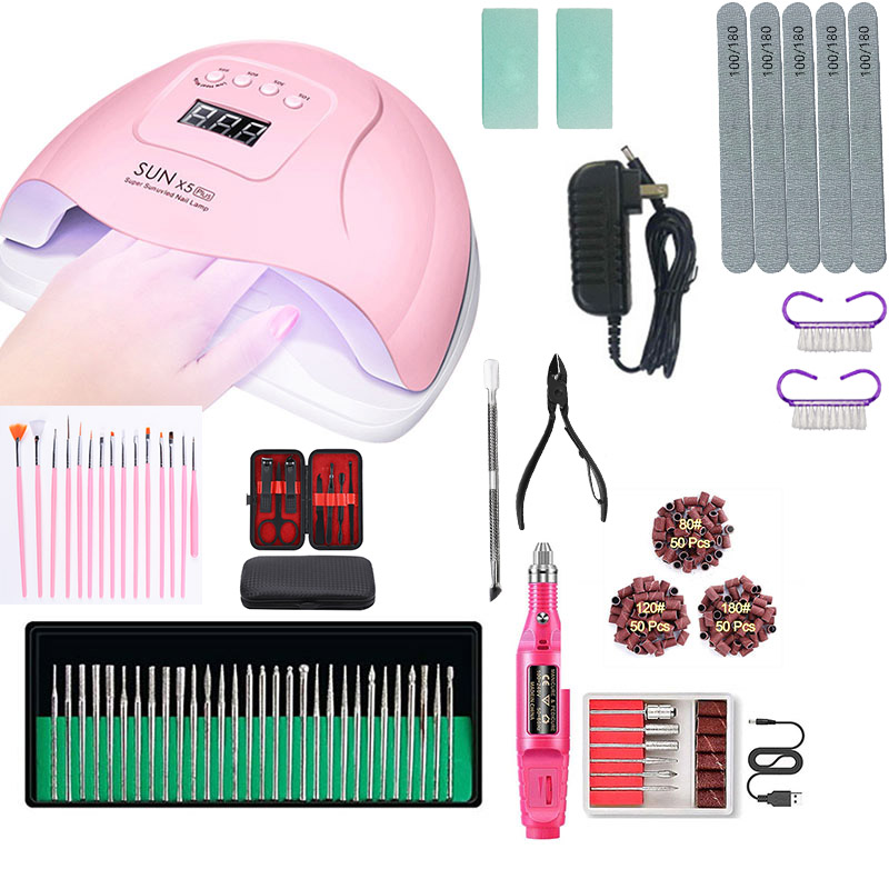 

UV Lamp Gel Nail Polish Set Cutters Manicure Tools Drill Kits Cuticle Shoot Nail Wave File Brushes For Manicure Clipper Nippers