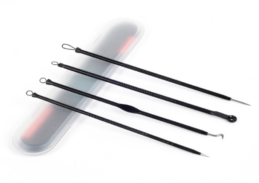 100sets/lot 4pcs/set Stainless Needles Blackhead Comedone Acne Blemish Extractor Remover Needle Cosmetic Tool Black color-image-435439094