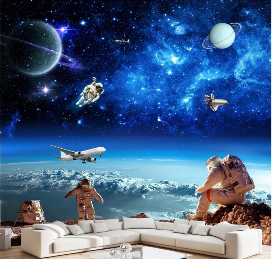 

WDBH 3d wallpaper custom photo Cosmic star astronaut spaceship tv background living room home decor 3d wall murals wallpaper for walls 3 d, Non-woven