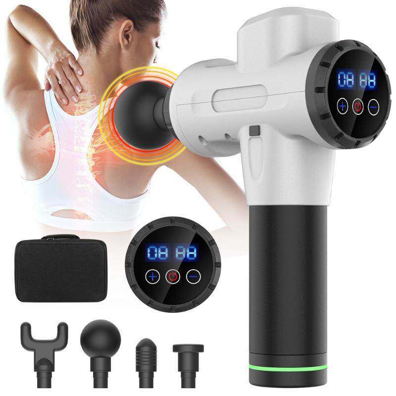 

Massage Guns 20 Gears Muscle Massager Pain Sport Massage Machine Relax Body Slimming Relief With 4 Heads