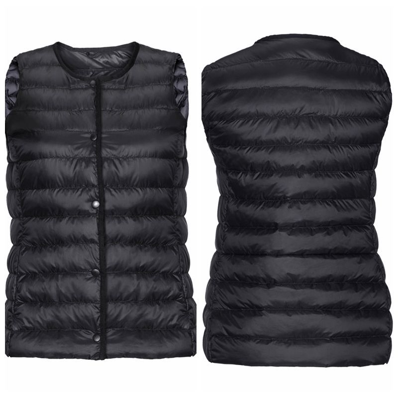 

2019 Winter New Style O Neck Crew Neck Ultra-Thin Short down Jacket Female Vest Slim Fit down Feather Casual Vest Women's, Pink