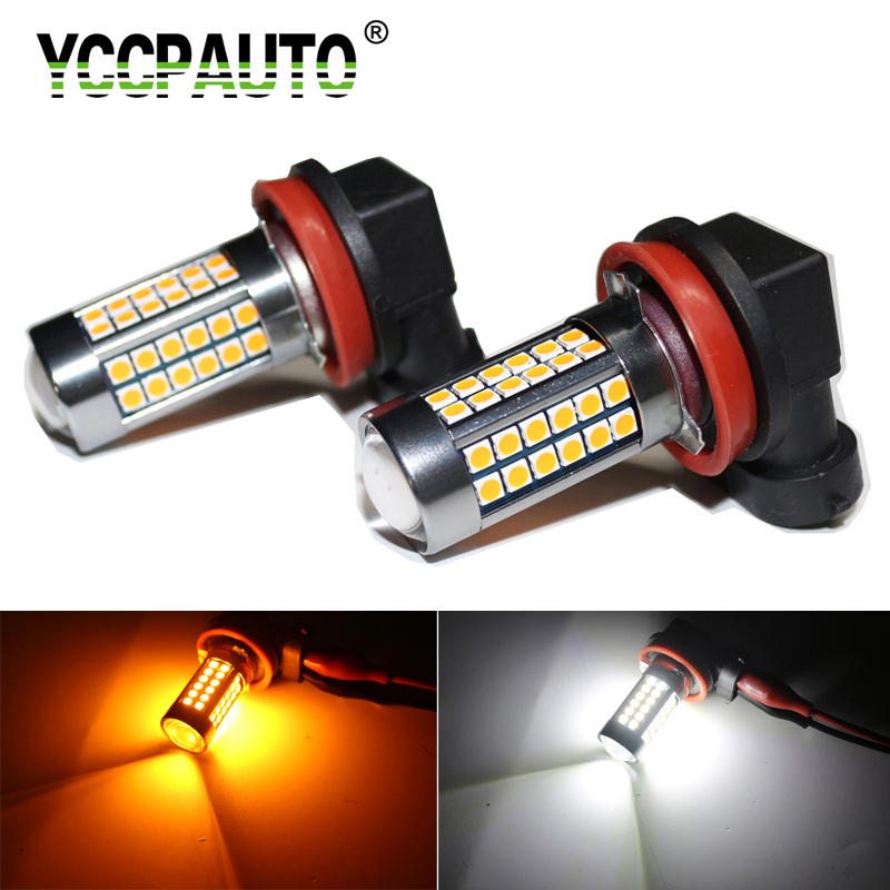 

YCCPAUTO Super Bright H8 H11 LED Car Fog Light Bulbs 1200Lm 3030 54-SMD White/Yellow Auto Fog Lamp Daytime Running Lights 12-24V