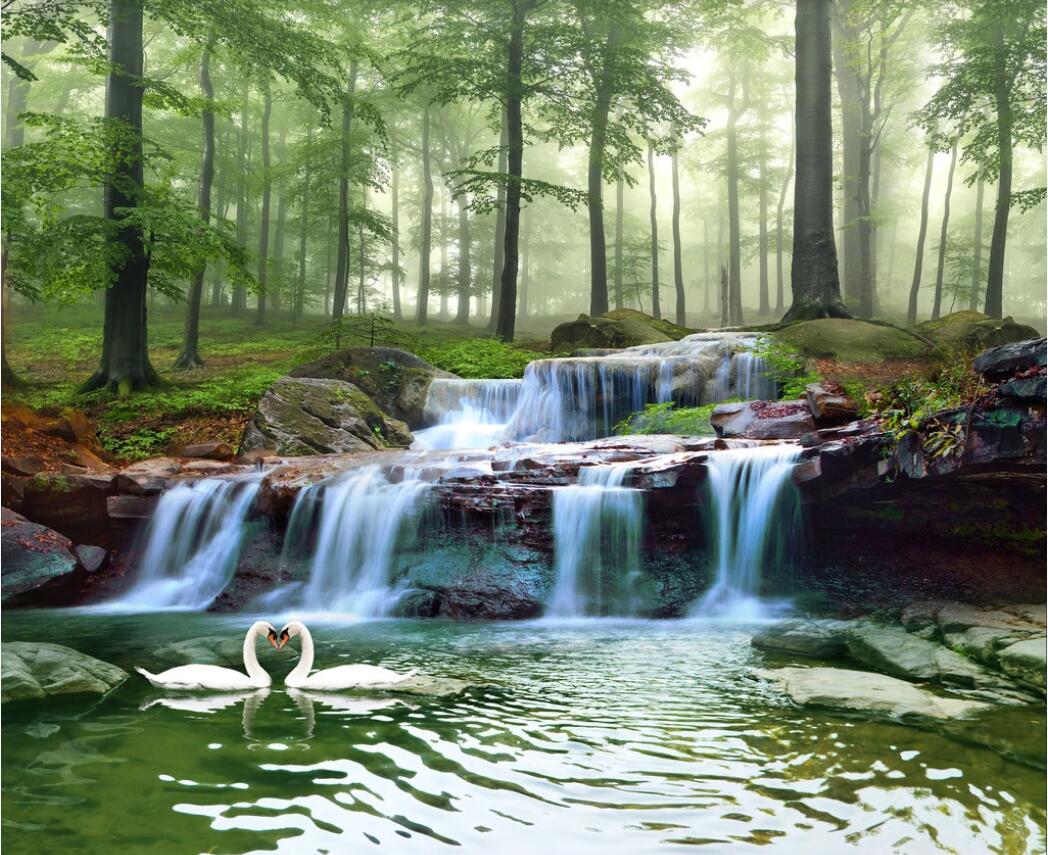 

3d photo wallpaper custom mural Forest stream waterfall woods landscape painting landscape living room TV background wallpaper for walls 3 d, Non-woven wallpaper