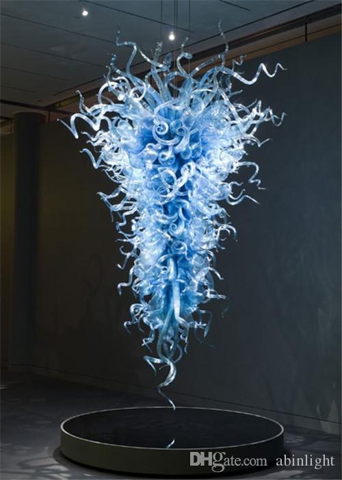 

AC LED Light Source Glass Chandelier Modern Art Home Decoration Blue Hand Blown Glass Chandelier for Sale