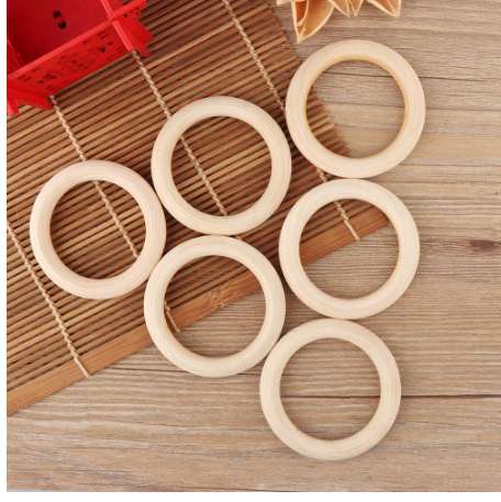 

5pcs 70mm Baby Wooden Teething Rings Necklace Bracelet DIY Crafts Natural New DIY Crafts