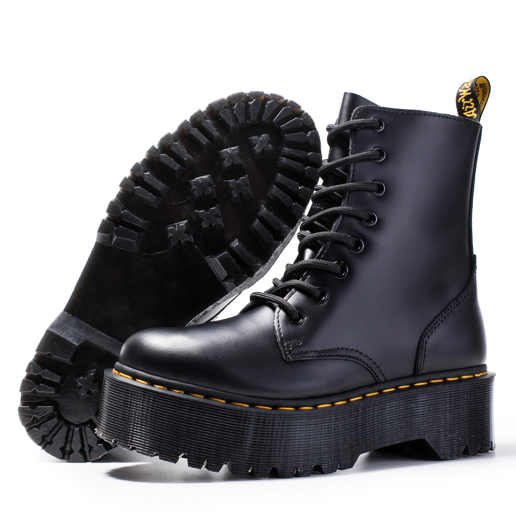 

Thick heel Women martin boots ankle shoes genuine leather boots cow muscle sole lace up chunky heel boot for ladies zy8472 A18, Black