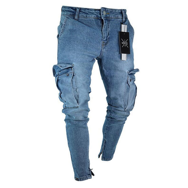 Jeans pour hommes Pantalon de poche pour hommes Été Automne Mince Slim Slim Fit Regular Élasticité Extensible Mâle