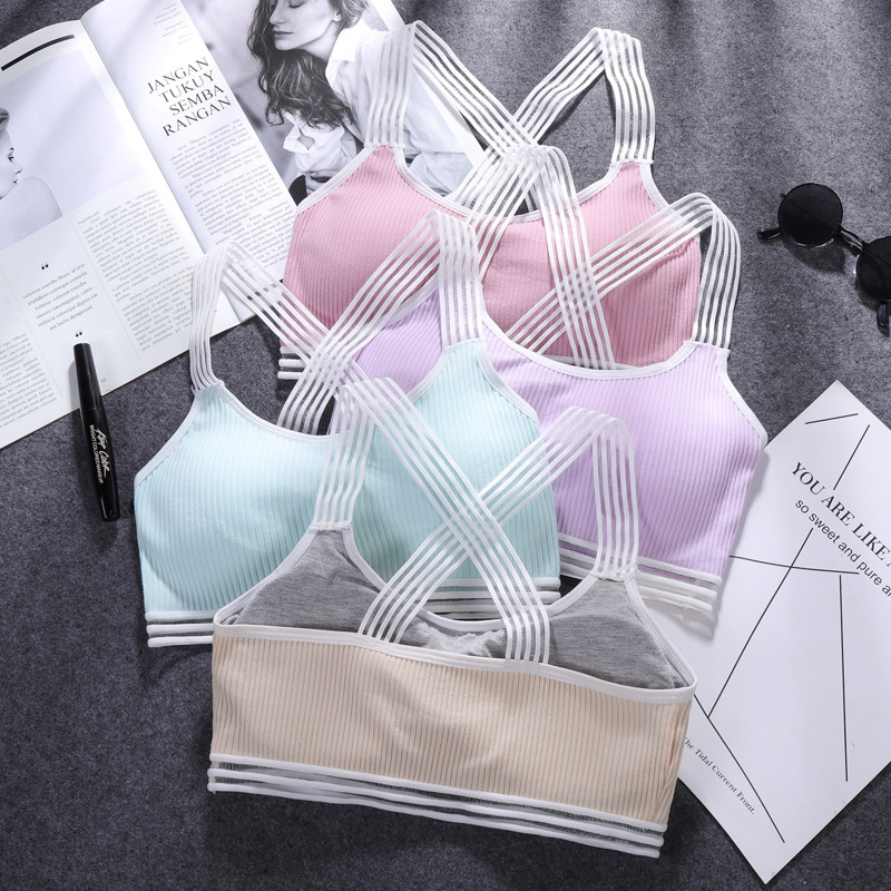 

Cotton Sports Yoga Top Women Gym Fitness Bra Sports Top Running Bra Wear For Women Yoga Wear Wire Free Stretch Tops, Black