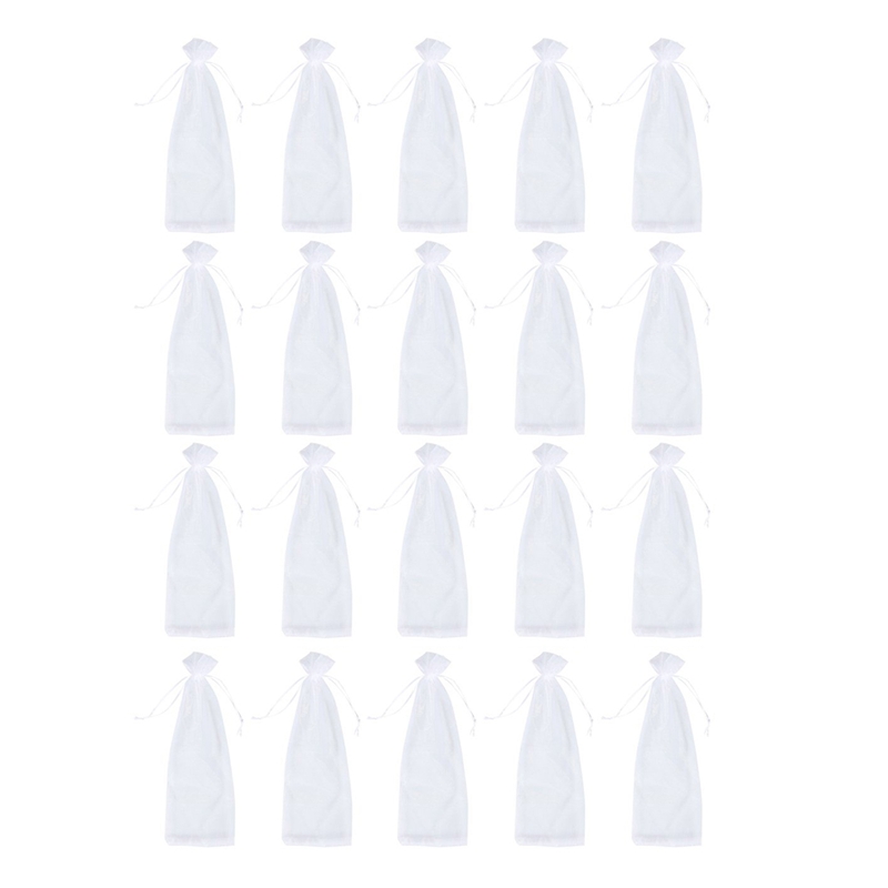 

20Pcs Sheer Organza Wine Bags 14X37cm Reusable Simple Bottle Wrap Dresses Festive Packaging Baby Shower Wedding Favors Samples D