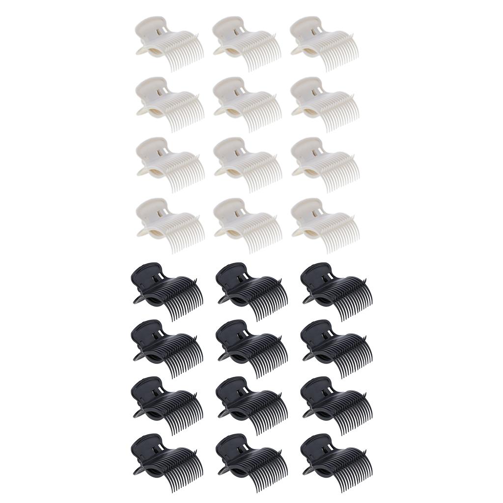 12Pcs Plastic Hot Roller Super Clips Hair Curler Claw Clamps for Women Beige