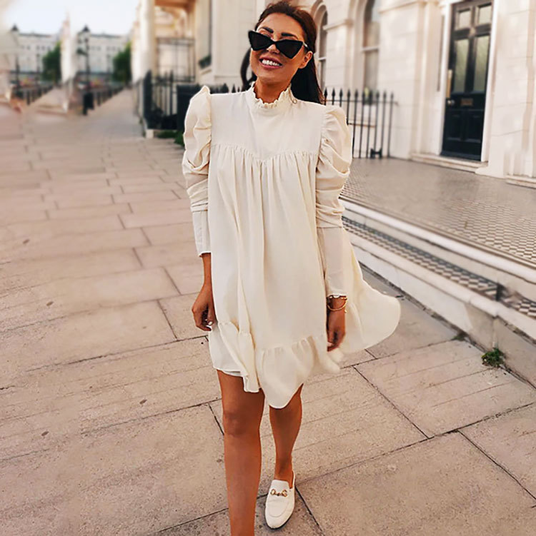 

New Long Sleeve Leisure Dress Suit-dress, 8293 1 meter white