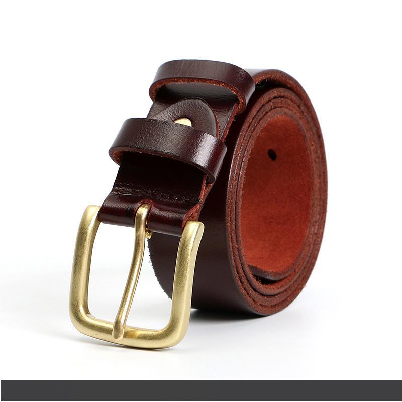 Men's 100% Genuine Leather Top Quality Craft Pattern Casual Fashion Brown Belt
