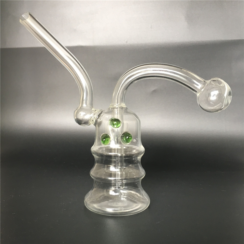 

Portable Smoking Pipe Mini Glass Water Pipe Bubbler Smoking Rig Integrated One-piece Glass Smoking Piece with Glass Oil Burner