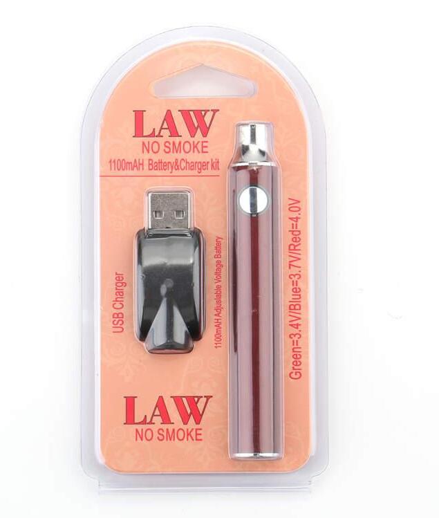 

preheat battery box 510 thread battery vape pen 1100mah 5 Colors Law Preheat Battery With USB Charger DHL free