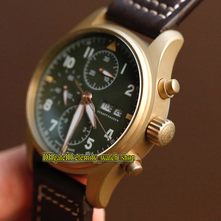 ZF Top version Pilot Spitfire fighter Series Bronze Case 387902 Luminous Dial ETA A7750 Chronograph Mechanical Mens Watch Stopwatch Watches