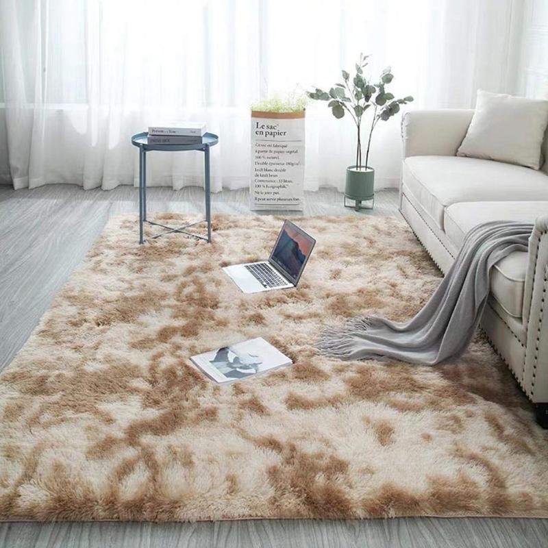 

Moderns Abstract Rugs Mat Decor Bedroom Living Room Fluffy Shag Rug Plush Carpet HUG-Deals, Light silver