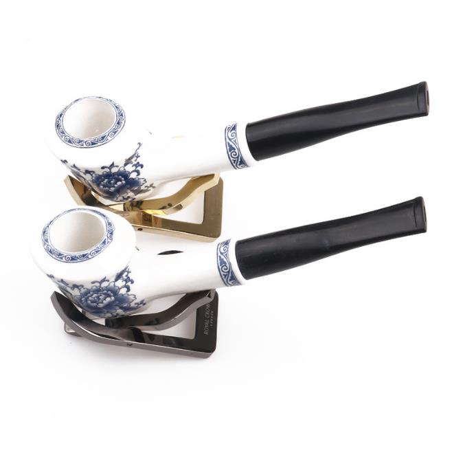 

Hot-selling 160mm blue and white porcelain straight handle ceramic pipe hollow design quality light non-ironing handicraft products