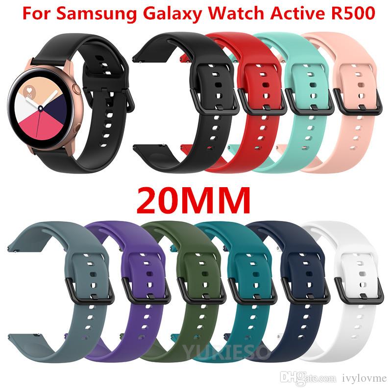 

New 20mm Wristband Silicone Strap for Samsung Galaxy Watch Active SM-R500 Huami amazfit Gear Sport Ticwatch 2 Replacement Watch Bands