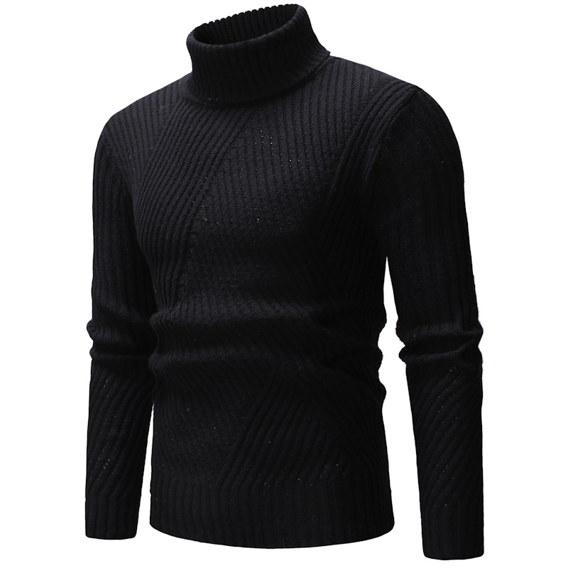 

2019 Autumn Warm Turtleneck Sweater Men Fashion Solid Knitted Mens Sweaters 2019 Casual Male Double Collar Slim Pullover