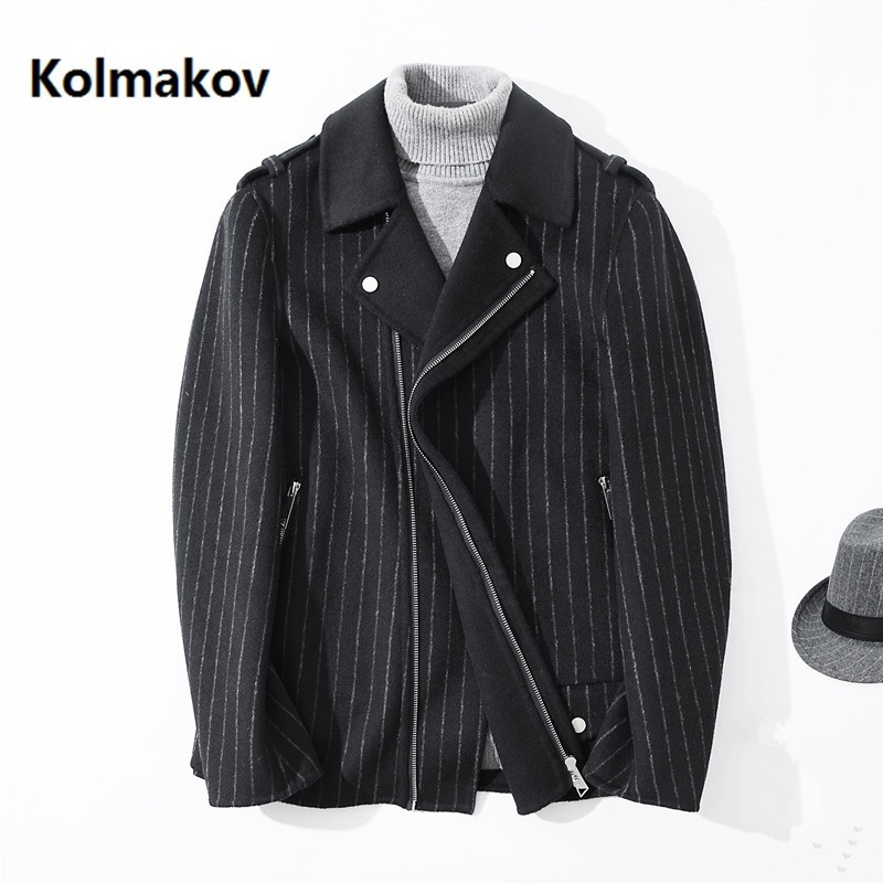 

2019 Winter coat Men's cashmere trench coat Men's casual zipper jacket 100% Double-sided woolen coats men overcoat, Black