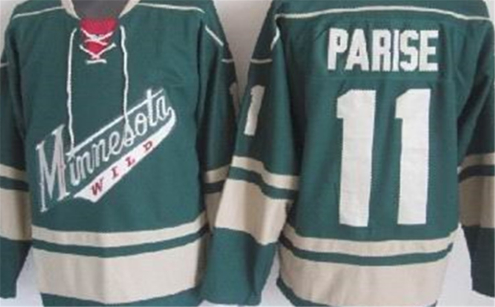 Fashion Retro Minnesota Wild Jerseys 11 Zach Parise Green Cream Red High Quality Mens Stitched Throwback Hockey Jerseys