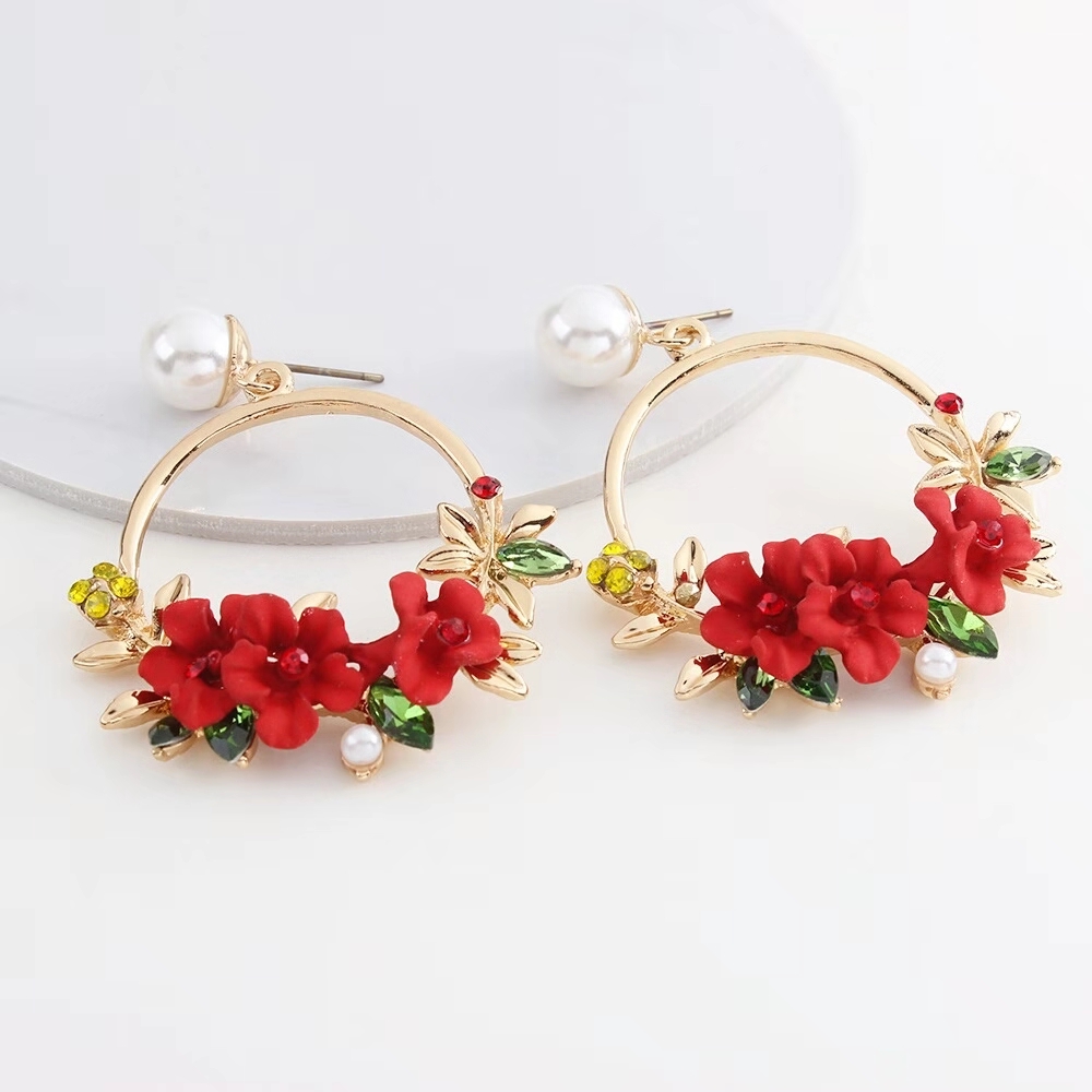 

Wholesale- earrings diamonds hoop huggie earrings jewelry women 18K gold plated accessories four colors yellow red purple pink