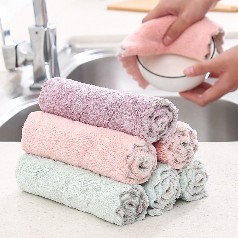 

DINIWELL Kitchen Cleaning Towel Double layer Thick Hanging Strong Absorbent Cleaning Wiping Rags Dish Washing Rag