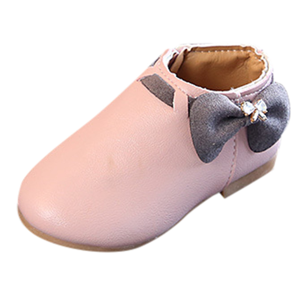 

Autumn Winter Leather Shoes Kids Children Casual Shoes Children Girl Shoes Princess Bowknot Winter Baby Leather