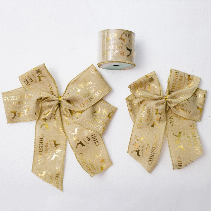 

Hot Merry Christmas Deer Printed Decorative Ribbon for Xmas Tree Ornaments Gift Packing Wrapping Festival Party Decor
