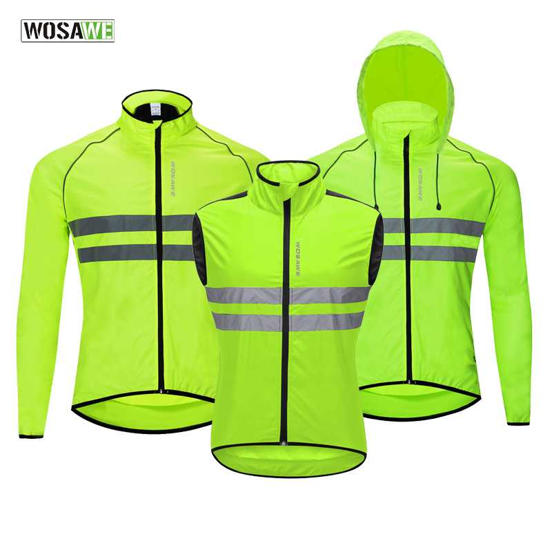 

WOSAWE Windproof Cycling Jersey Reflective Road MTB Bike Wind Jacket Long Sleeve Sleeveless Outdoor Sports Bicycle Windbreaker, Bl208-g