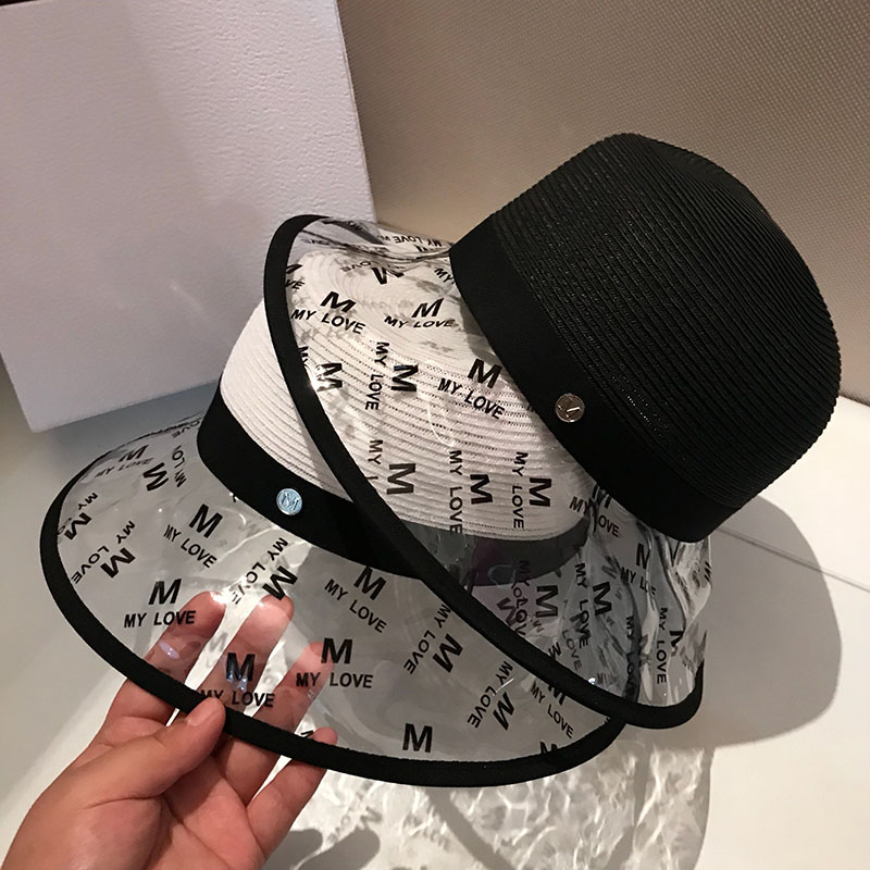 

PVC Sun Hats for Women Summer Beach Vacation Female Hats Personality Letter Printed Sun Protection Hat, Blue;gray