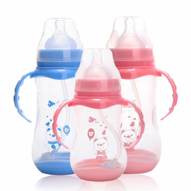 

Anti-colic BPA Free Natural PP Milk Feeding Bottle Wide Mouth Water Bottle Handle Cup Cover baby