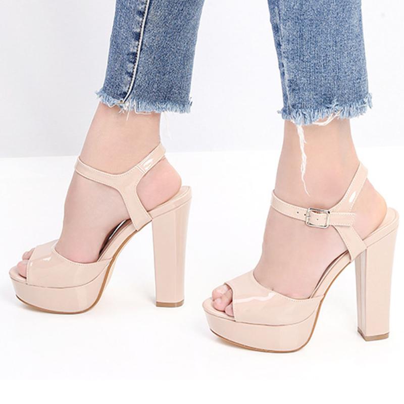 

Doratasia 2020 Dropship Top Quality Platform Sexy Block High Heels Party Wedding Summer Sandals Women Shoes Woman, Beige