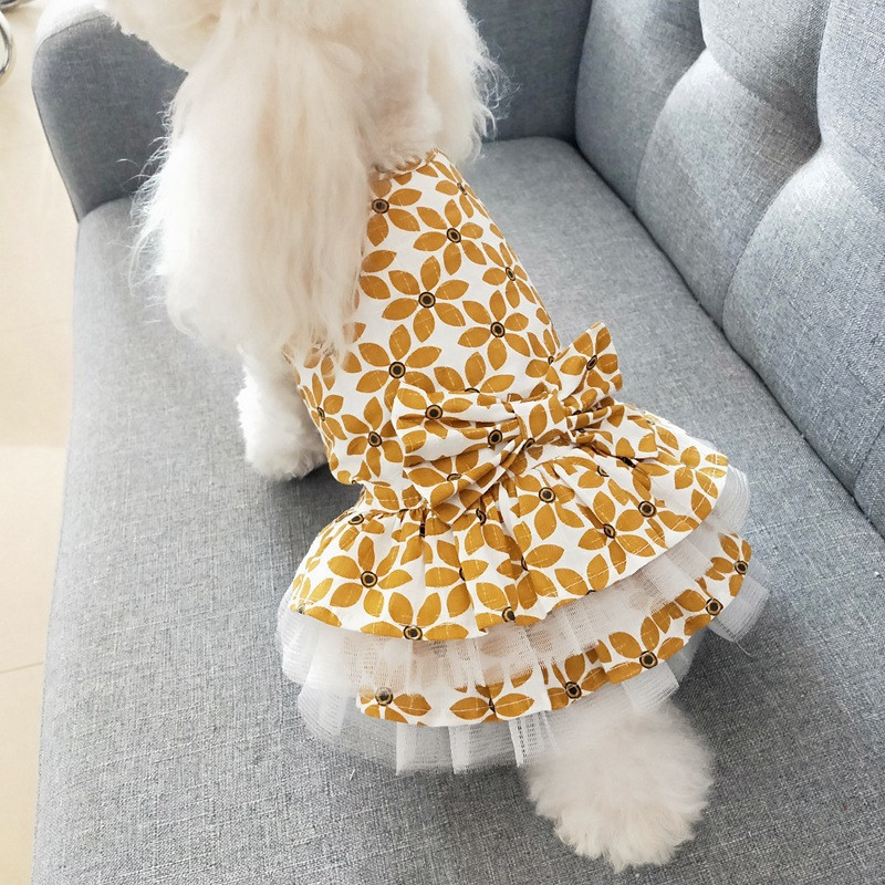 

Cute Bow Knot Designer Pet Dresses Fashion Lovely Charm Bichon Skirts Festival Gift for Teddy Schnauzer Dress Clothing, As pic