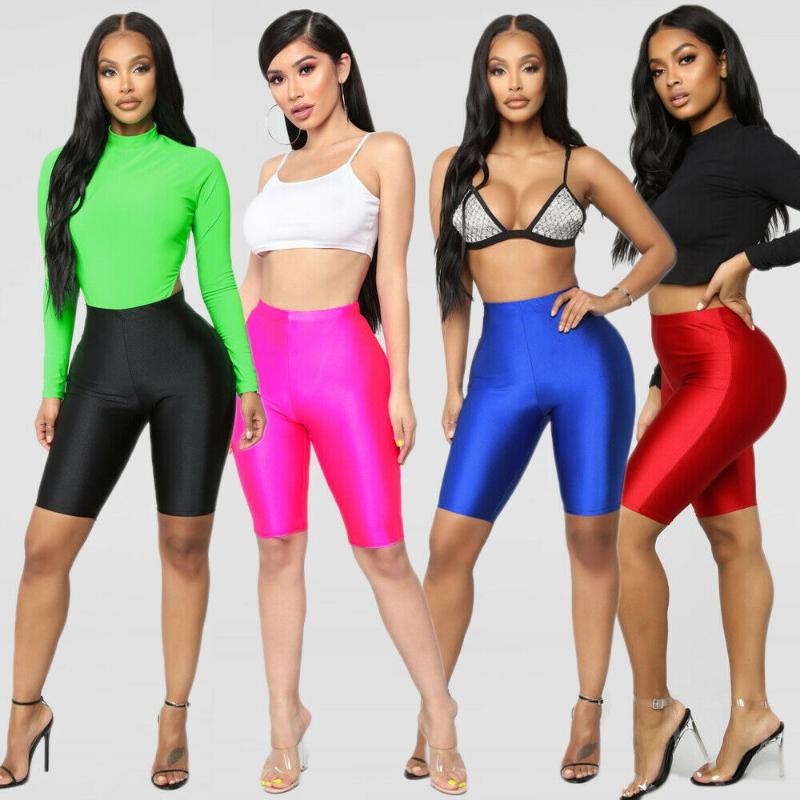 

Women Cycling Shorts Dancing Gym Biker Slim Active Sports Solid Sexy Skinny 2020 New Summer, Black