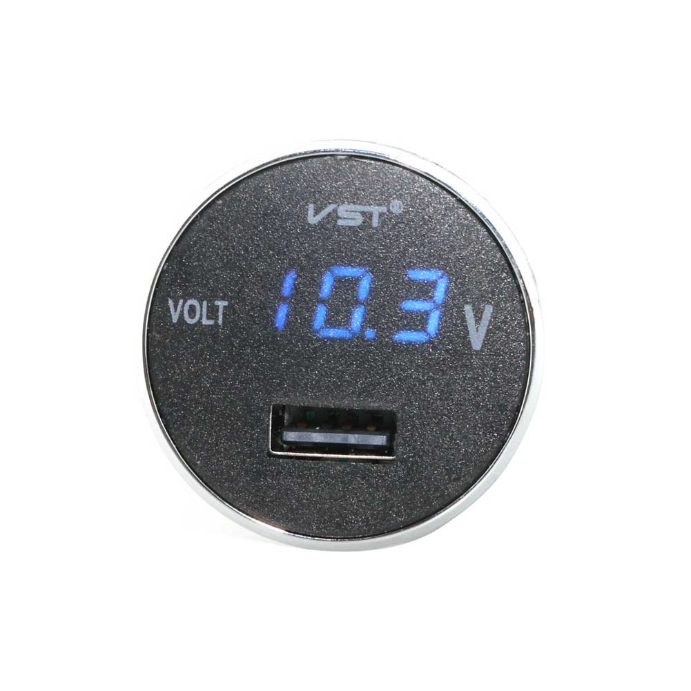 Black USB Car Charger Adapter Voltage DC 5V 2.1A Tester For Phone-image-445103800