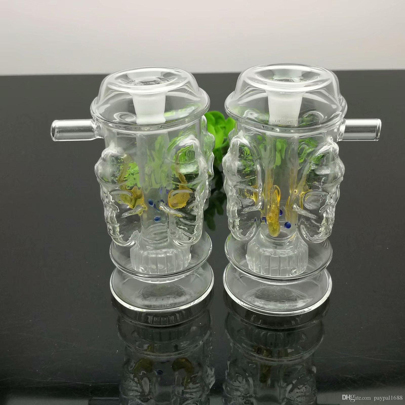 

Classic hot-selling four-sided skull glass cigarette kettle Wholesale Glass Water Pipes Tobacco Accessories Glass Ash Catcher