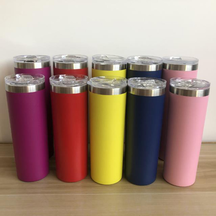 

30oz 20oz BPA Free Stainless Steel powder coated Skinny Tumbler Cups Double walled Vacuum Insulated Tumbler Mugs With Lid, Random color