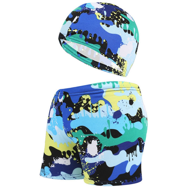 

2PCS Swimming Trunks+Swim Caps Kids Swimwear Child Baby Boys Swim Trunks Animal Board Shorts Beach Hat Swimsuit